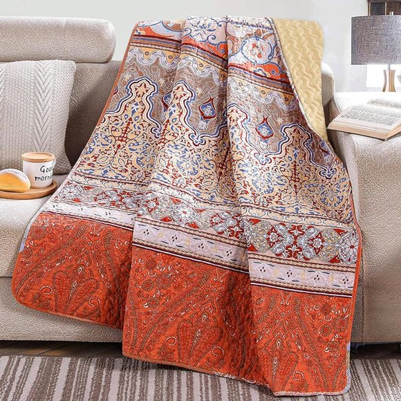 New Boho RedThrow Blanket Bedspread Quilt - 50